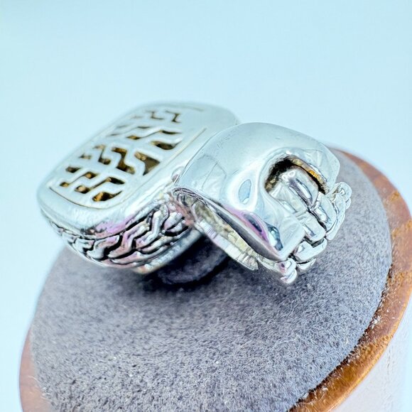 Silver Plated Cubic Zirconia Pavé Set Etched Design Border Pendant Size 1.25" - Picture 4 of 11